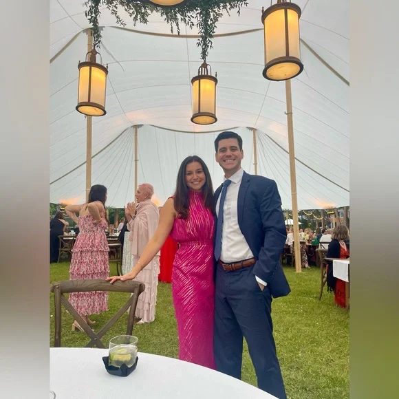 Saloni Silk Fleur Metallic Tinsel Midi Dress - Picture 3 of 3